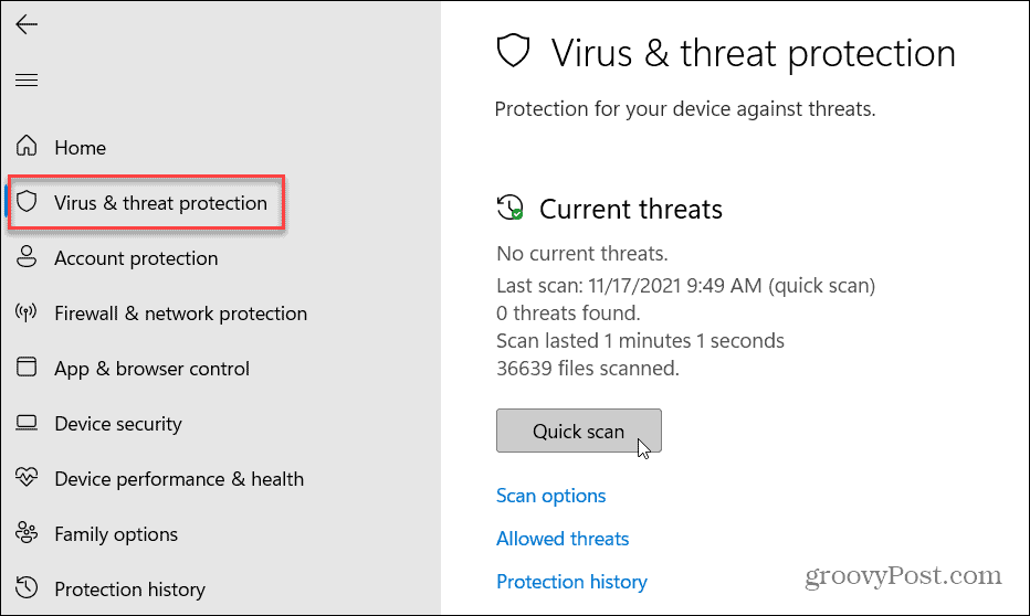 Virus- og trusselsbeskyttelse Windows 11