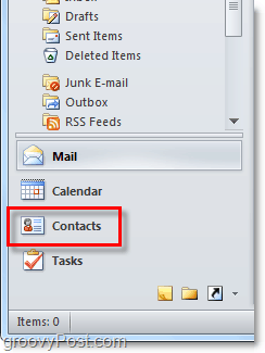 Åbn kontaktlisten i Outlook 2010