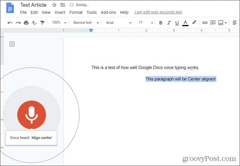 nyt afsnit med Google Docs stemmetypning