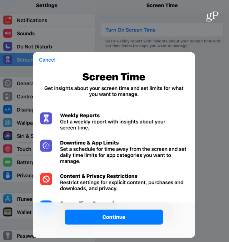 Aktivér skærmtid iOS 12