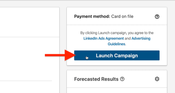 eksempel på linkedin-annoncekampagne fremhævet knap til startkampagne