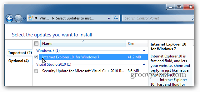 Sådan vender du tilbage til Internet Explorer 9 fra Internet Explorer 10-forhåndsvisning til Windows 7