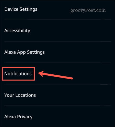 alexa app notifikationer