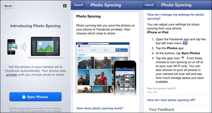 Brug af Facebook Moments-app til styring af synkroniserede fotos