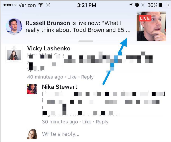 Facebook spiller nu live videoudsendelser inden for meddelelsen om, at en side, som en bruger kan lide eller har fulgt, nu er live på Facebook.