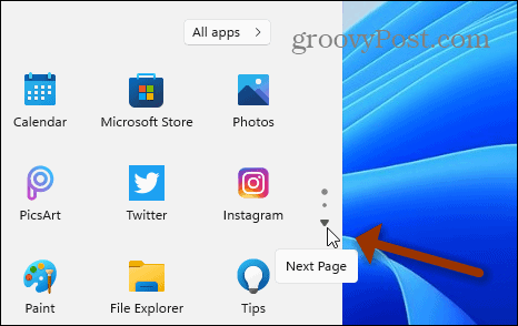 Næste side Start Windows 11