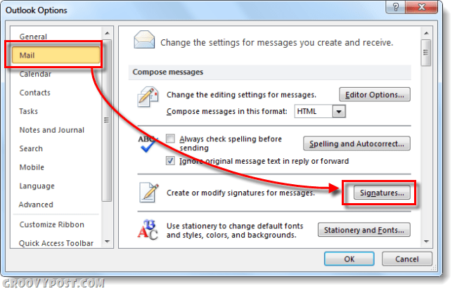 mailunderskrifter i Outlook 2010-indstillinger