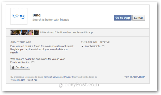bing facebook app til tapet