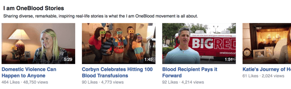 oneblood facebook videoer
