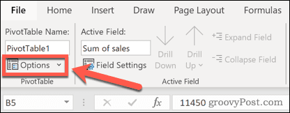 Excel tabel valgmenu