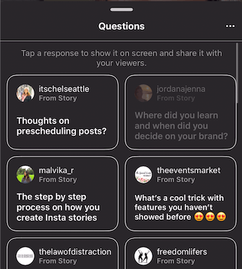 Spørgsmål og svar på Instagram-historier