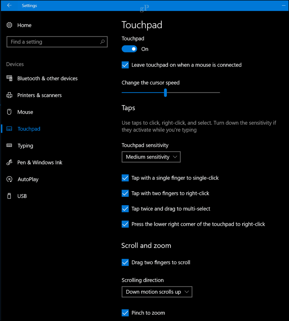 Tip om Windows 10: Deaktiver berøringspladen, når en mus er tilsluttet
