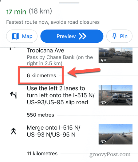 google maps afstande i km