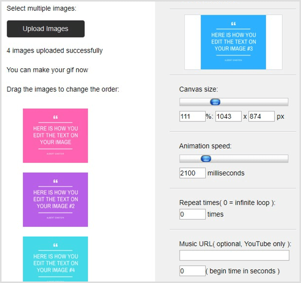 GIFMaker.me uploader billeder for at oprette GIF