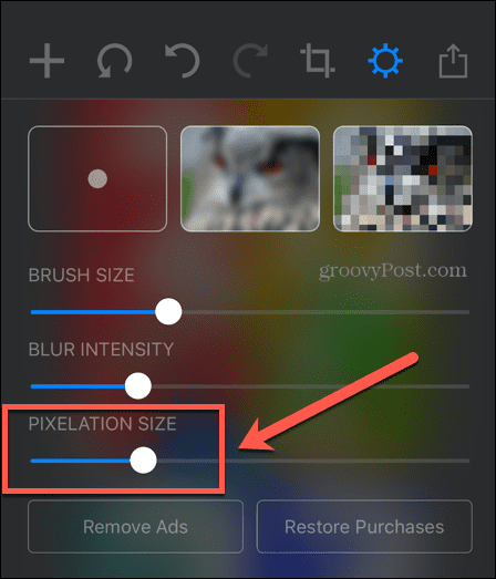 censurere app pixelationsstørrelse