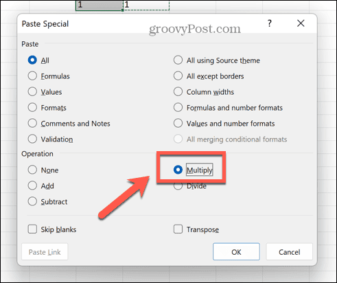 excel indsæt speciel multiplicere