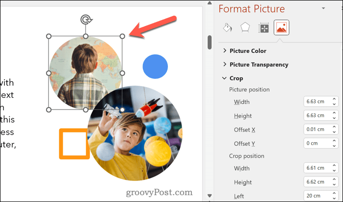 Tilpas størrelsen på Powerpoint-billeder manuelt