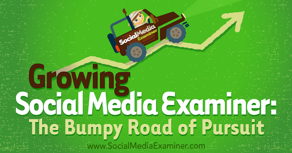 Growing Social Media Examiner: The Bumpy Road of Pursuit med indsigter fra Michael Stelner med interview af Mark Mason på Social Media Marketing Podcast.