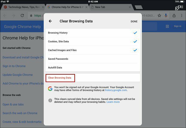 Ryd Browsing Data Chrome-app iOS