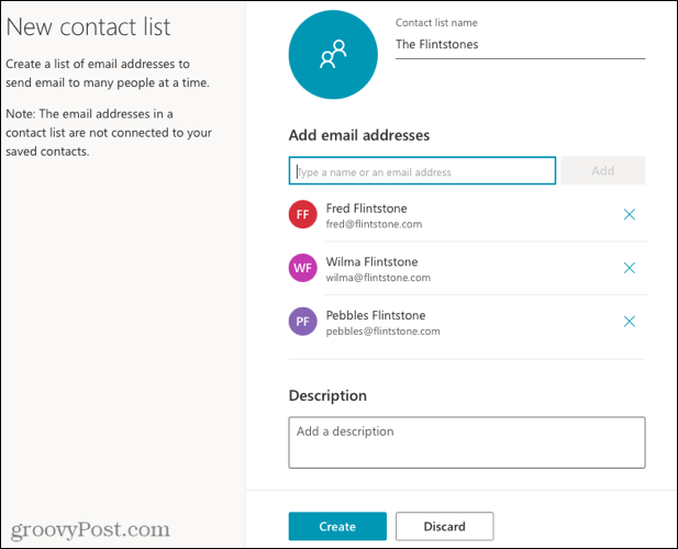 Opret en ny kontaktliste i Outlook