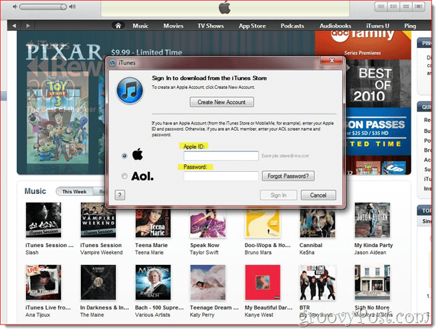iTunes - bekræft e-mail og login