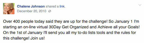 Chalene Johnson 30 dage udfordring facebook post
