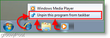 Windows 7 Fjern et program fra skærmbilledet på proceslinjen