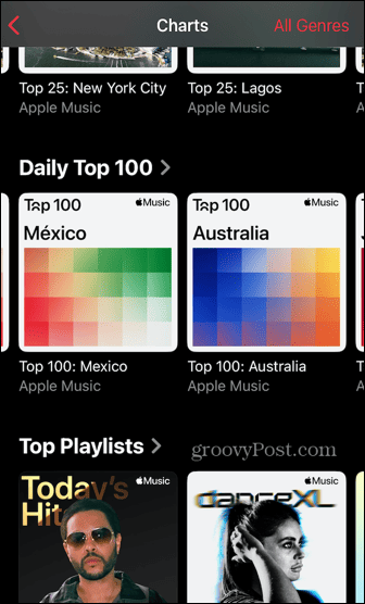 apple music hitlister top 100 populære