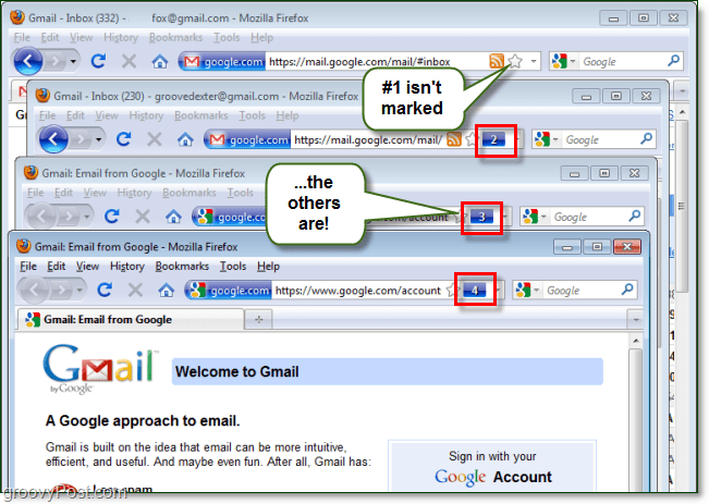 Login til flere Gmail-konti eller websteder ved hjælp af Firefox
