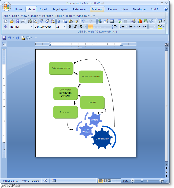 Eksempel på Microsoft Word 2007-flowdiagram