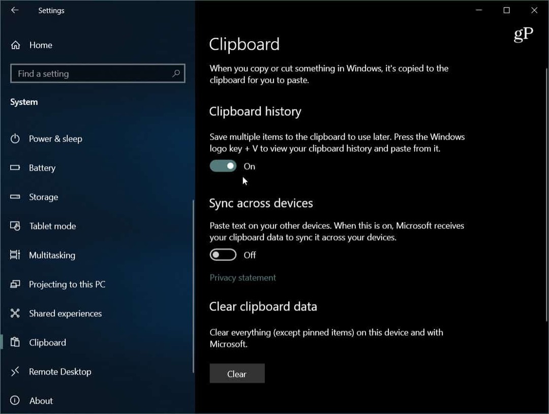 Sådan bruges det nye cloud-klippebord på Windows 10 1809