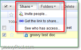 Google-delings- og invitation-menuen til Google Docs giver dig mulighed for flere delingsindstillinger