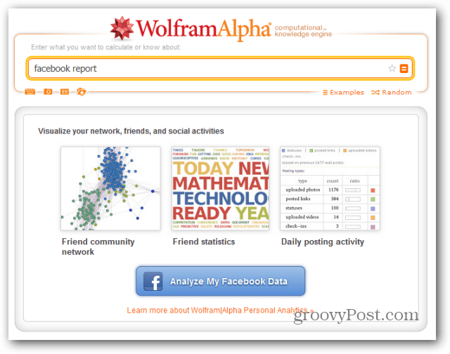 wolfram alpha facebook rapport analyse