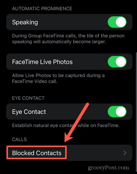 iphone facetime blokerede kontakter