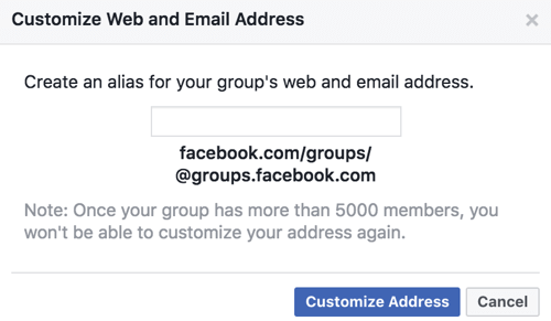 Få en tilpasset URL og e-mail-adresse til din Facebook-gruppe.