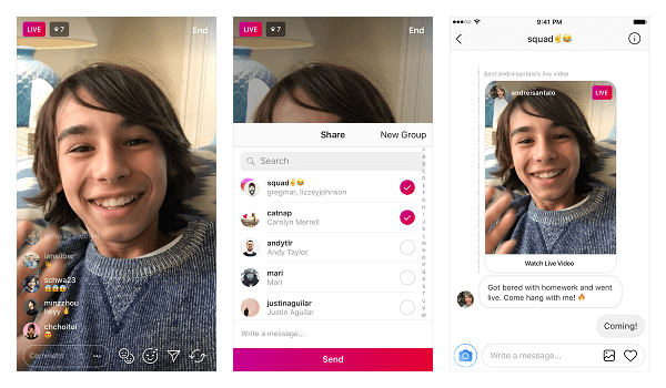 Instagram annoncerede, at brugerne nu kan sende live-videoer privat via Direct Messaging