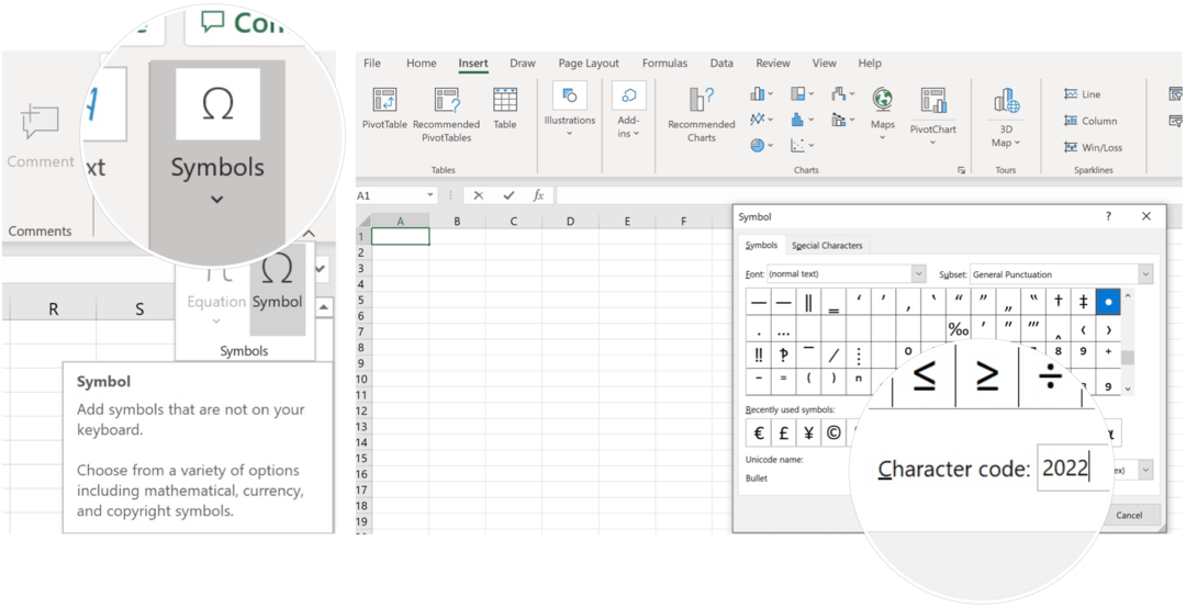 Indsæt symbol i Microsoft Excel