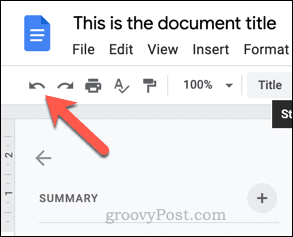 Fortryd-knap i Google Docs