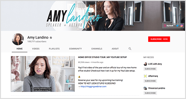 AmyTV er Amy Landinos omdøbte YouTube-kanal. Kanalsiden indeholder fotos af Amy og den video, hun brugte til at starte sin omdøbte kanal.