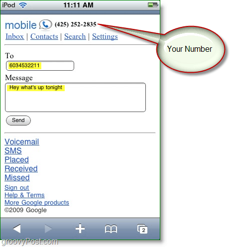 Sådan sendes gratis tekster fra din mobile browser med Google Voice