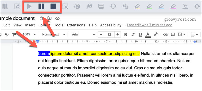 Afspilningsmuligheder for Læs&Skriv-udvidelsen i Google Docs