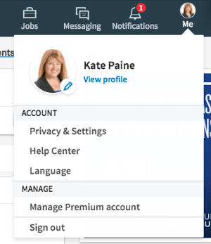 Klik på ikonet Mig for at redigere din profil og dine privatlivsindstillinger.