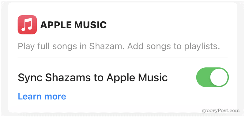 Synkroniser Apple Music med Shazam