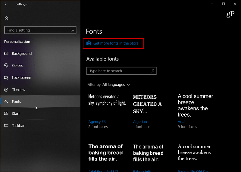 Windows-10-font-indstillinger