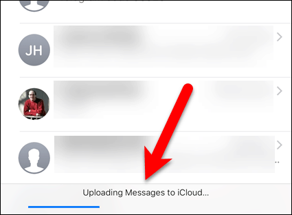 Upload af meddelelser til iCloud i iOS