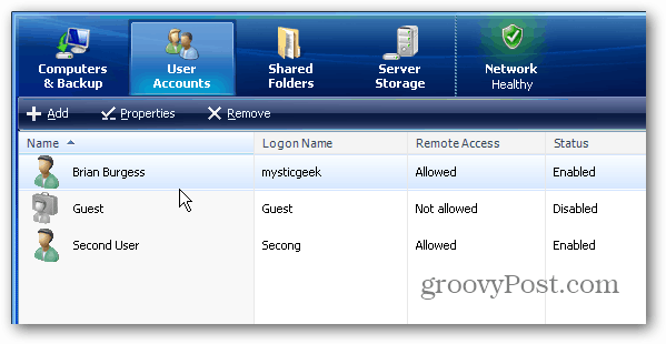 Sådan føjes brugerkonti til Windows Home Server