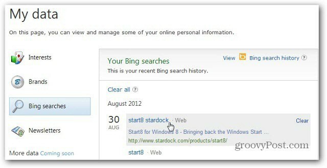 Bing søger historie