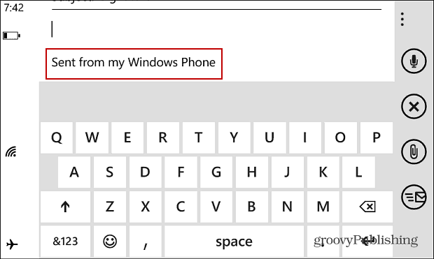 Windows Telefon e-mail underskrift