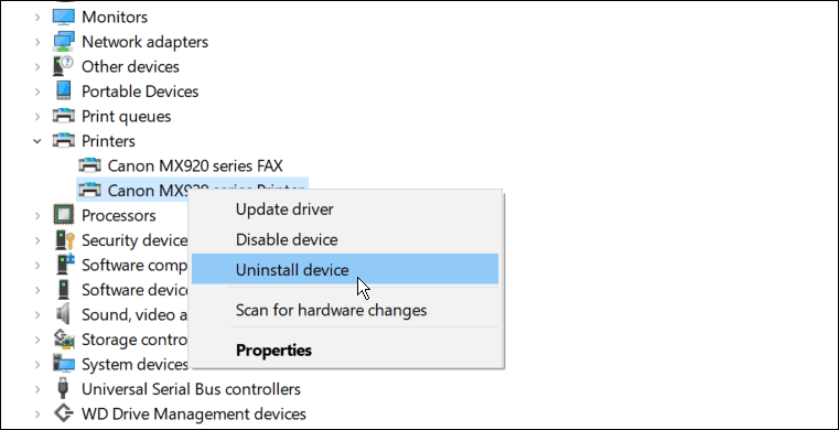 uninstall fix printerdrev er ikke tilgængelig på Windows 11