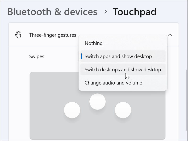 Tilpas Touchpad-bevægelser på Windows 11